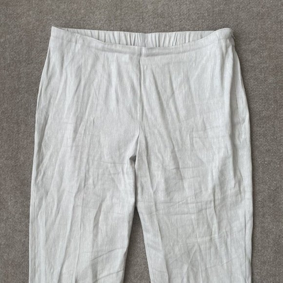 J Jill Pants Womens Medium Petite Light Grey Cropped Linen Stretch Button Detail - Picture 2 of 13